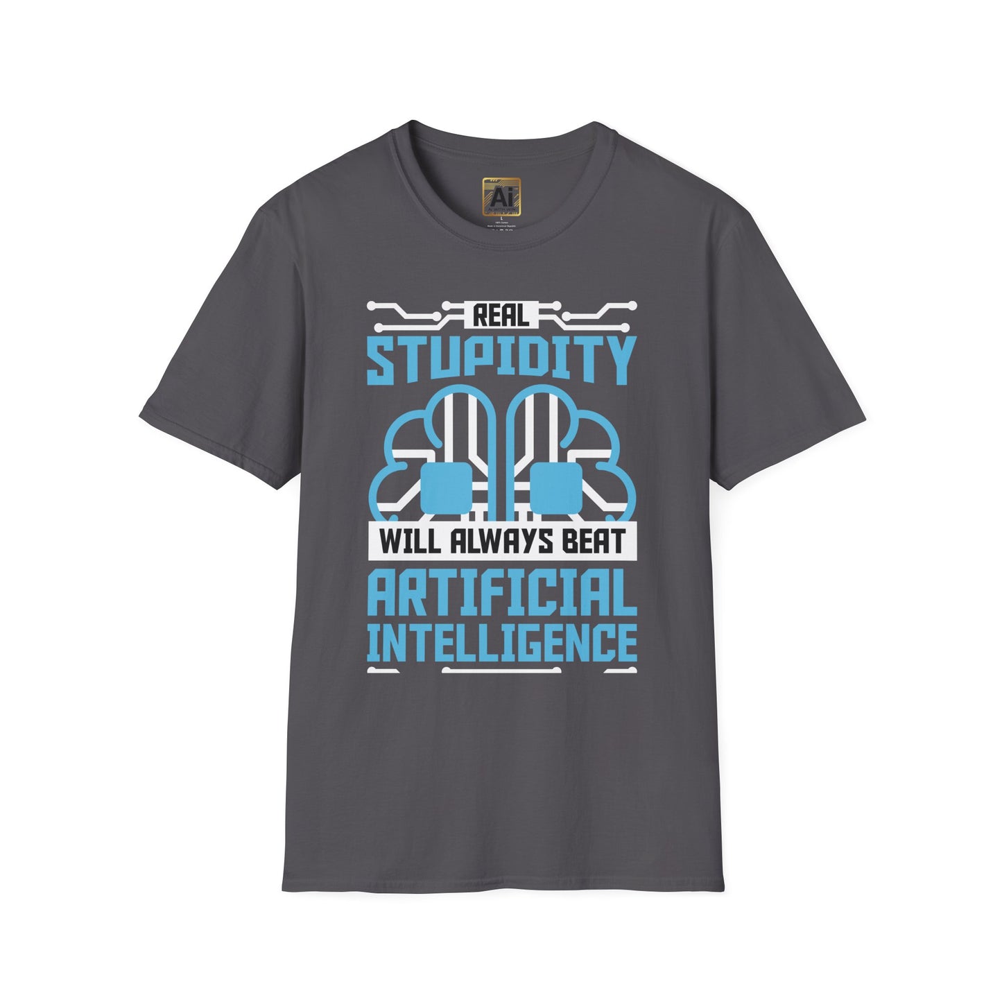 Real Stupidity vs Artificial Intelligence T-Shirt - AI With Win