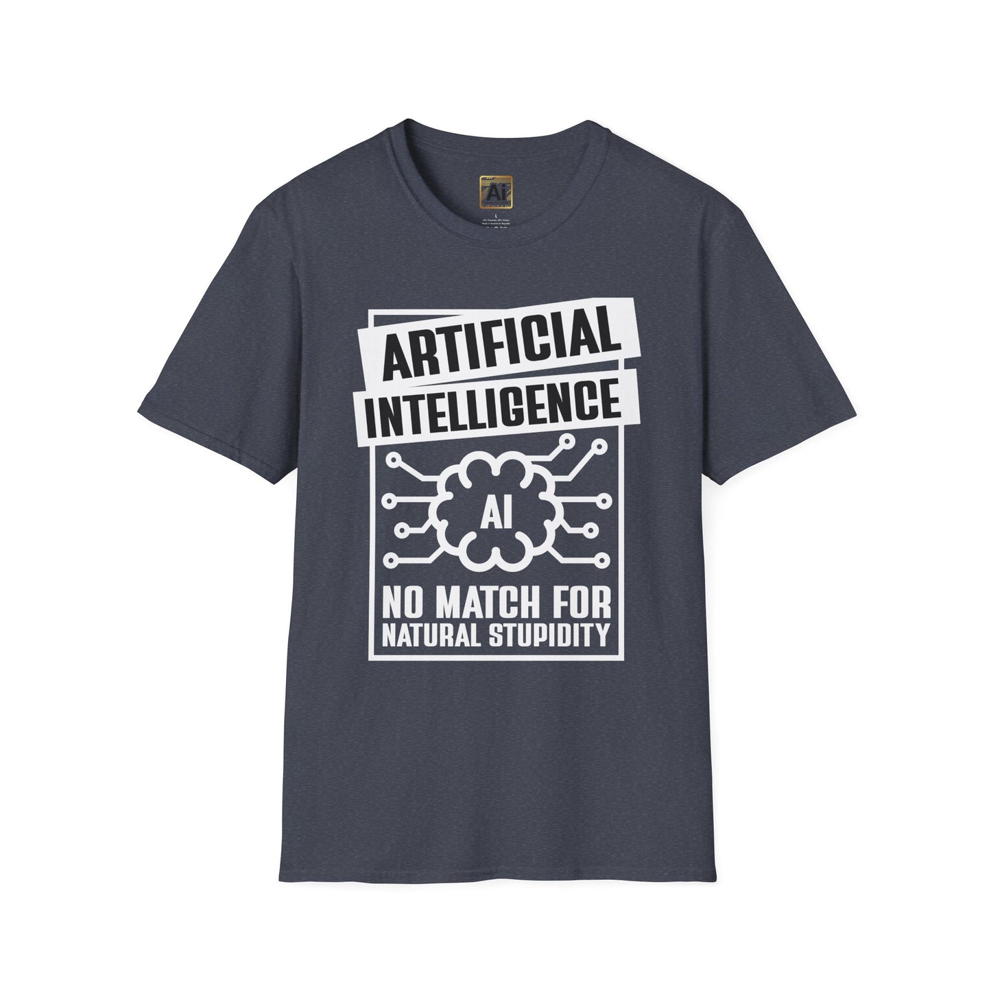 AI vs. Natural Stupidity Tee - Tech Humor Statement Shirt - AI With Win