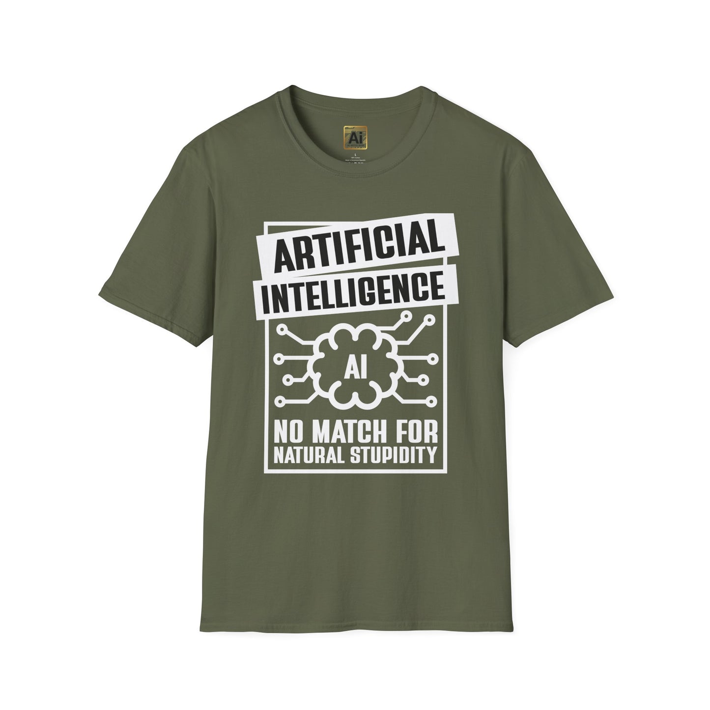 AI vs. Natural Stupidity Tee - Tech Humor Statement Shirt - AI With Win